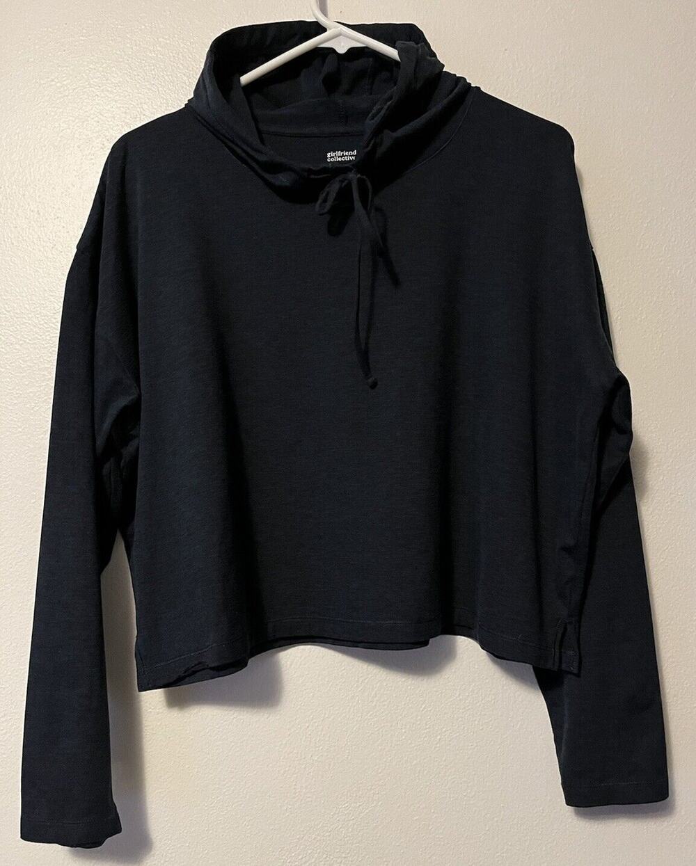 Girlfriend Collective Women's Medium Blue Cropped Hooded Long Sleeve *Flawed*